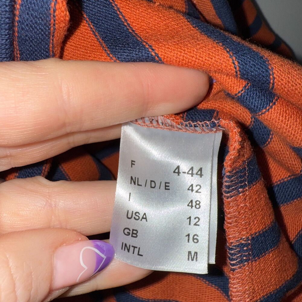 Saint James MERIDAME II Authentic Breton Shirt Heavyweight Cotton Orange/Navy 12 - Picture 5 of 6